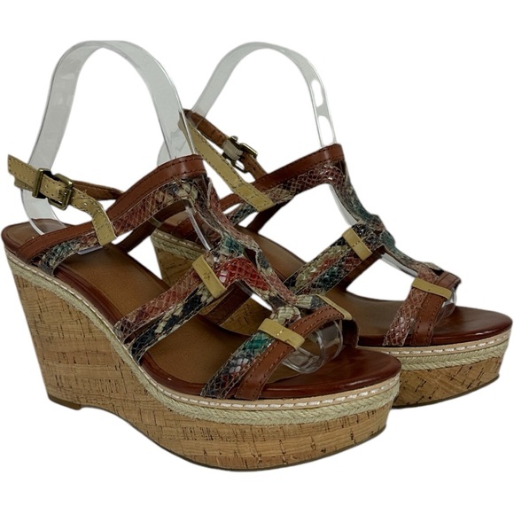 Lucky Brand Keena Platform Wedge Sandals Y2K Slingback Womens Size 9.5 Snake 4" - Picture 2 of 11